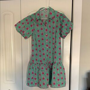 J. Crew Green and Pink Floral Blouse